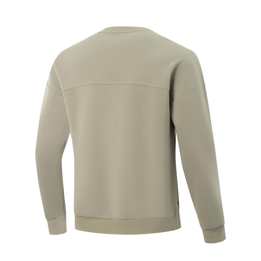 Li Ning Sweatshirts Men's Solo Green Crew Neck Moderate Regular AWDV545-3