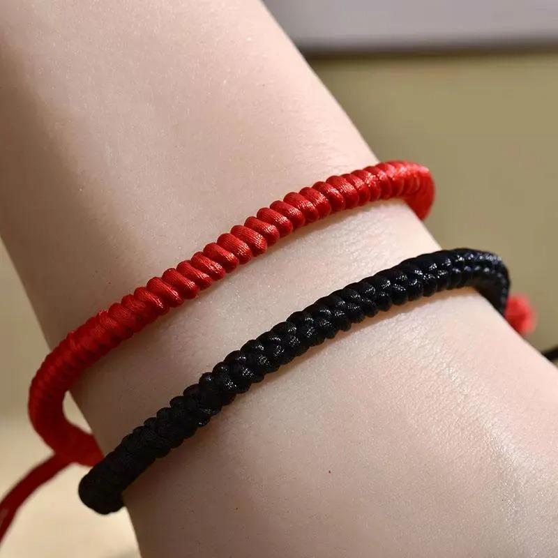 Woven Diamond Knot Couple's Men's and Women's Adjustable Destiny Year Hand Rope Red Rope Bracelet Handmade DIY Material