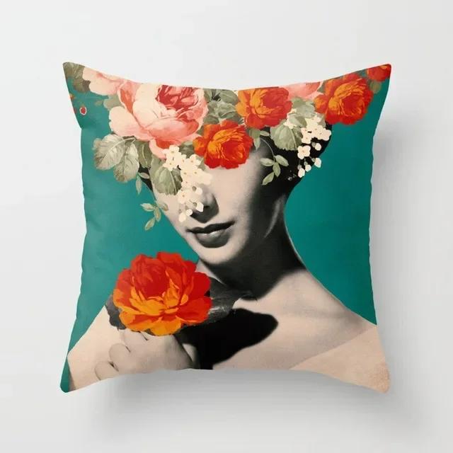 Ms. Hua's artistic portrait design Double-sided Printed pillow cover Short plush Suitable living rooms sofas throw cushion cover