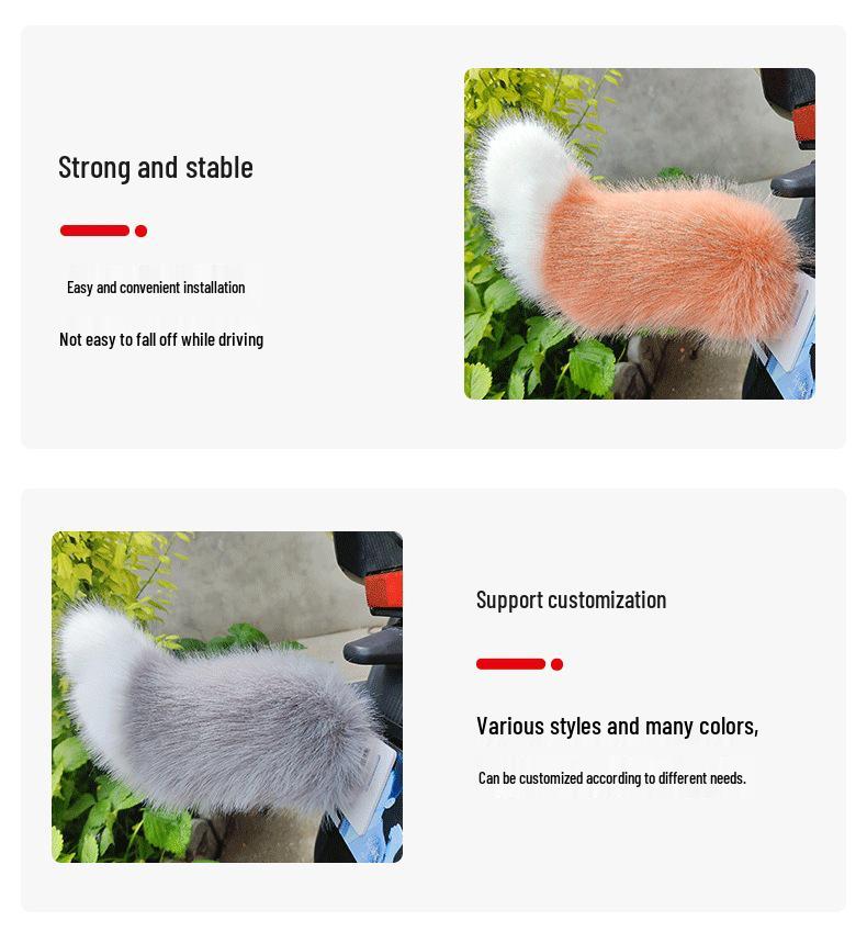 Interactive Plush Tail for Cars and Motorcycles - Sound-Activated, Beeping, and Shaking Decorative Accessory.