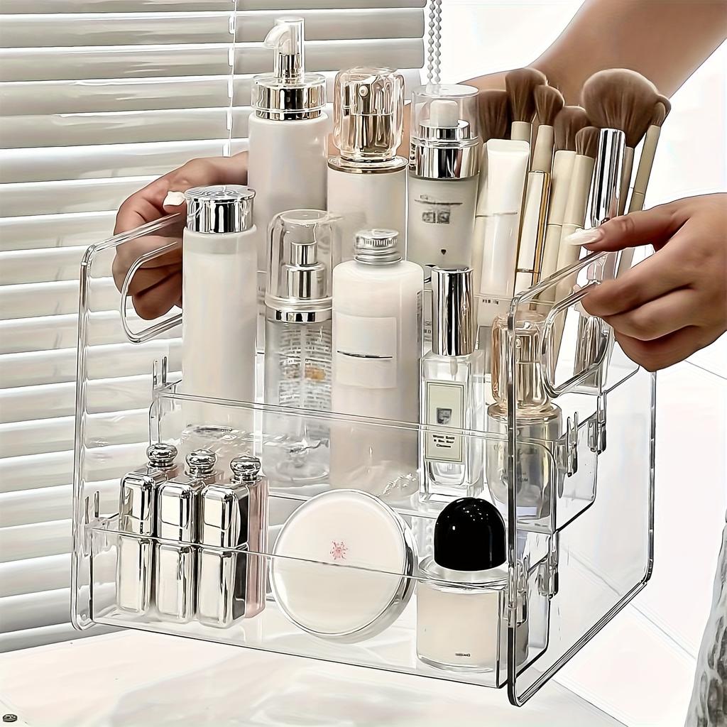 2026 Transparent Acrylic Storage Box,  Design Large-Capacity Organizer, Vanity Perfume and Skincare Product Shelf,  Makeup Brush Storage Organizer,