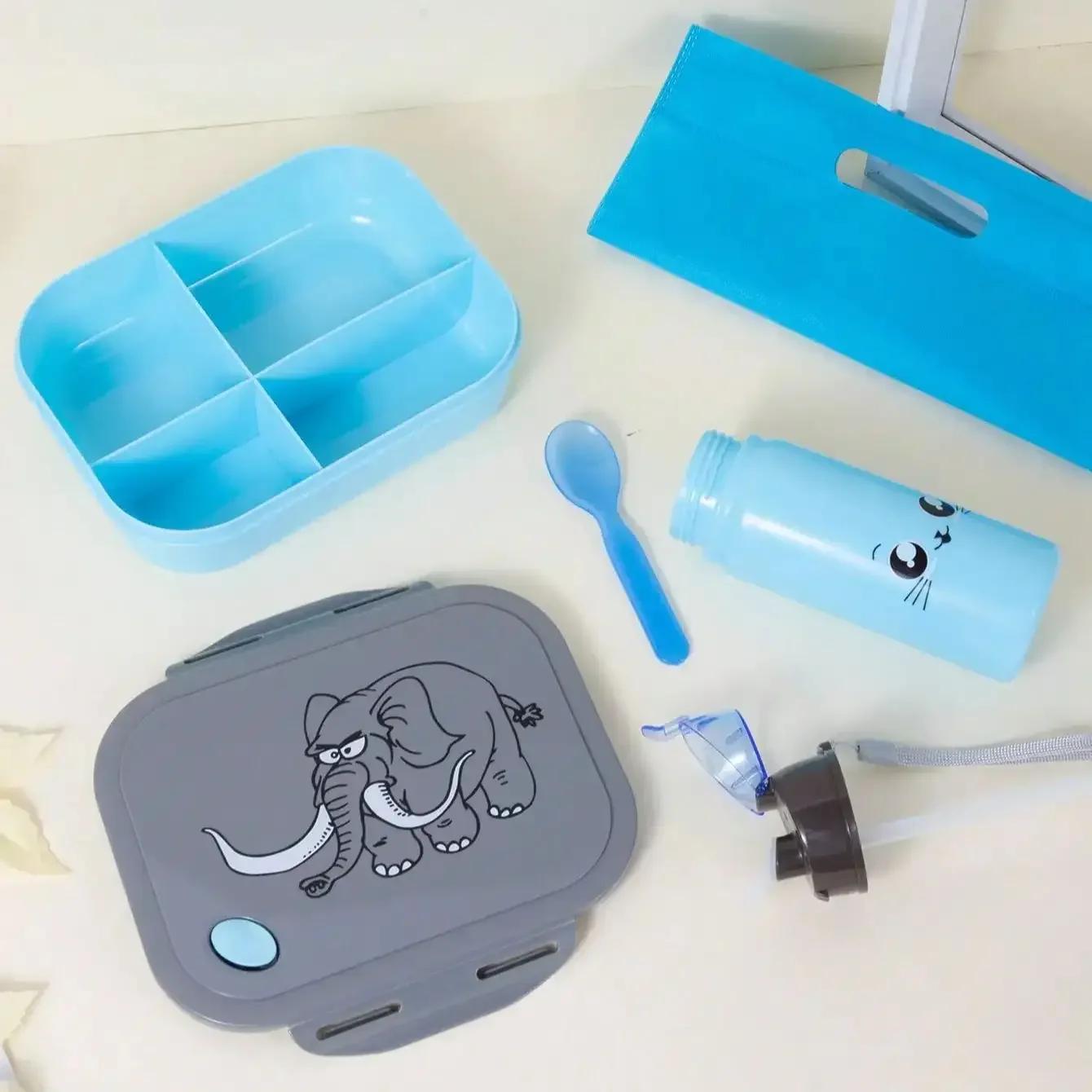 

2 шт. - Штабелируемый герметичный ланч-бокс, многоразовая ложка и термокружки - Идеально для школы, офиса и организации кухни синий