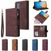 Suitable for Huawei P40 Mobile Phone Leather Case, Retro Matte Multi-card Zipper Wallet Anti-drop Protective Case OnePlus 8Pro
