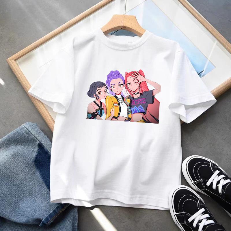 Kpop Demon Hunters Barneklær Kortarmet T-skjorte Søt K-pop Demon Hunters Tiger Harajuku T-skjorte for Gutter Jenter