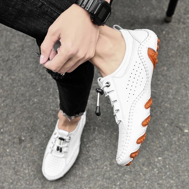 Men'S Casual Summer Shoes Sneakers Men Genuine Leather Newest Outdoor Shoes Men Loafers Vintage Designer Leisure Big Size 38-47