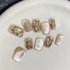 Wearing Armor Pure Handmade Manicure Finished Product Fake Nail Patch Highlight Light Bulb Cat Eye Flash Champagne Diamond Short Nail