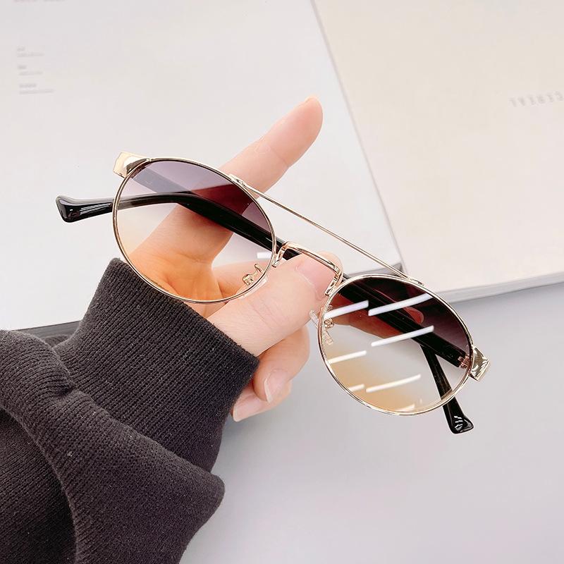 Double beam oval small frame sunglasses new sunglasses personalized sunglasses sunshade versatile anti-ultraviolet women