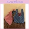 Denim Bow Patterned Crossbody Bag With Contrast Piping For Casual Travel