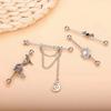 1PC Angel Heart Zircon Tragus Helix Piercing Double Lobe Ear Stud Stainless Steel Tassel Earrings Fashion Women Zircon