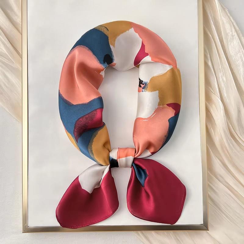 Foulard Quadrato in Seta a Pois di Lusso Fasce per Capelli Hijab da Donna Foulard da Collo Sciarpa di Raso Femminile Fascia per Capelli Wraps alla Moda Bandana