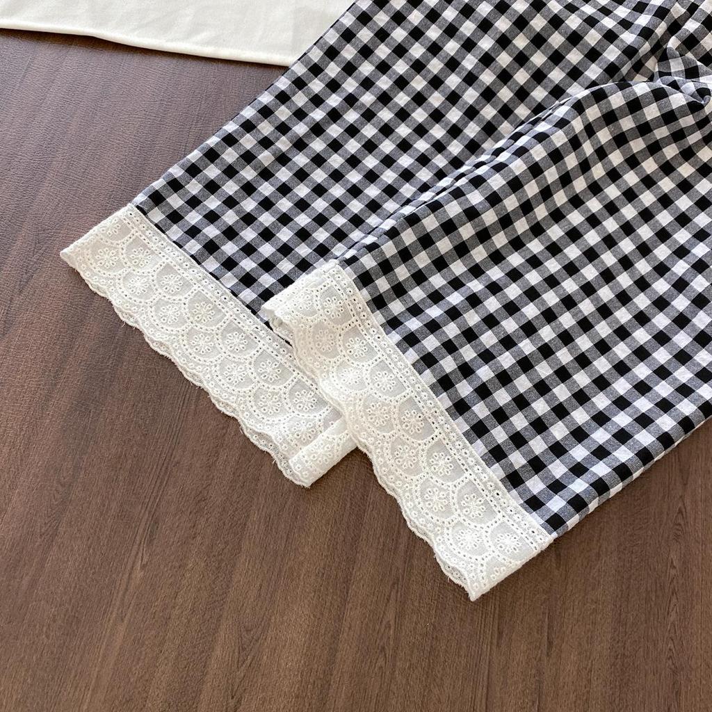 Girls' Korean Style Printed Vest & Plaid Pants Set - Casual Base Layer