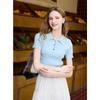 Sancai 2025 Summer Button Lapel Knit Short Sleeve Top