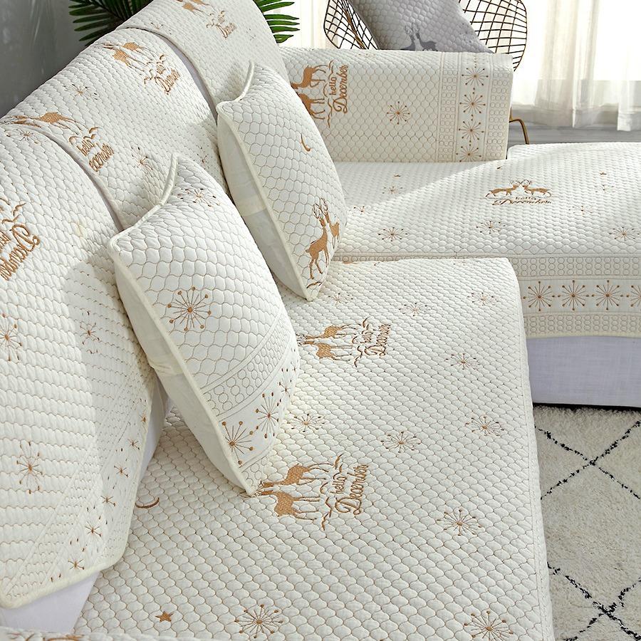 

Double-Sided Pure Cotton Sofa Cushion, Universal In All Seasons, Non-Slip Fabric Cushion, Modern Simple Cotton Backrest Towel, Summer 70*70cm