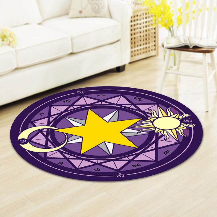 Astrologie Fliegender Teppich Matte Teppich Tierkreis Sonne Mond Heimdekoration Rundes Mystisches Design Wohnzimmer Bodenmatte mit Sternensymbolen