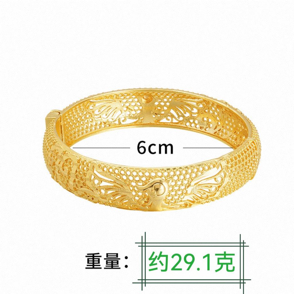 Alloy Gold-plated Dubai Bride Indian Light Luxury Style Women's Wedding Sand Gold Bracelet  Wholesale