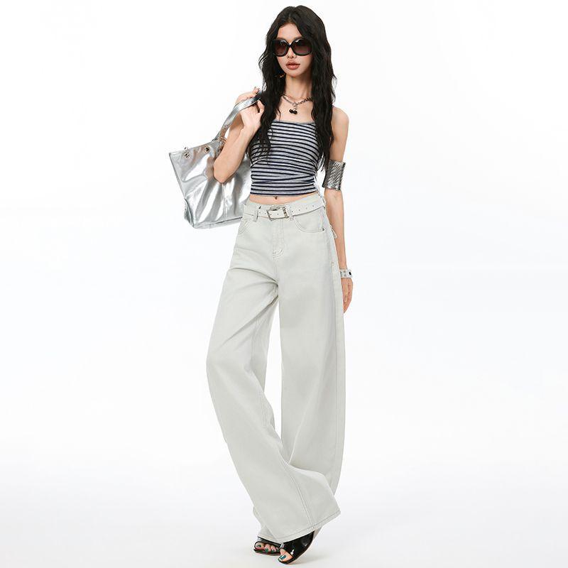 Spring Summer Premium Lyocell Tencel Vintage Drapey Wide Leg Floor Sweeping Comfy Denim Pants Ladies Casual Pants Oversize Denim Trousers