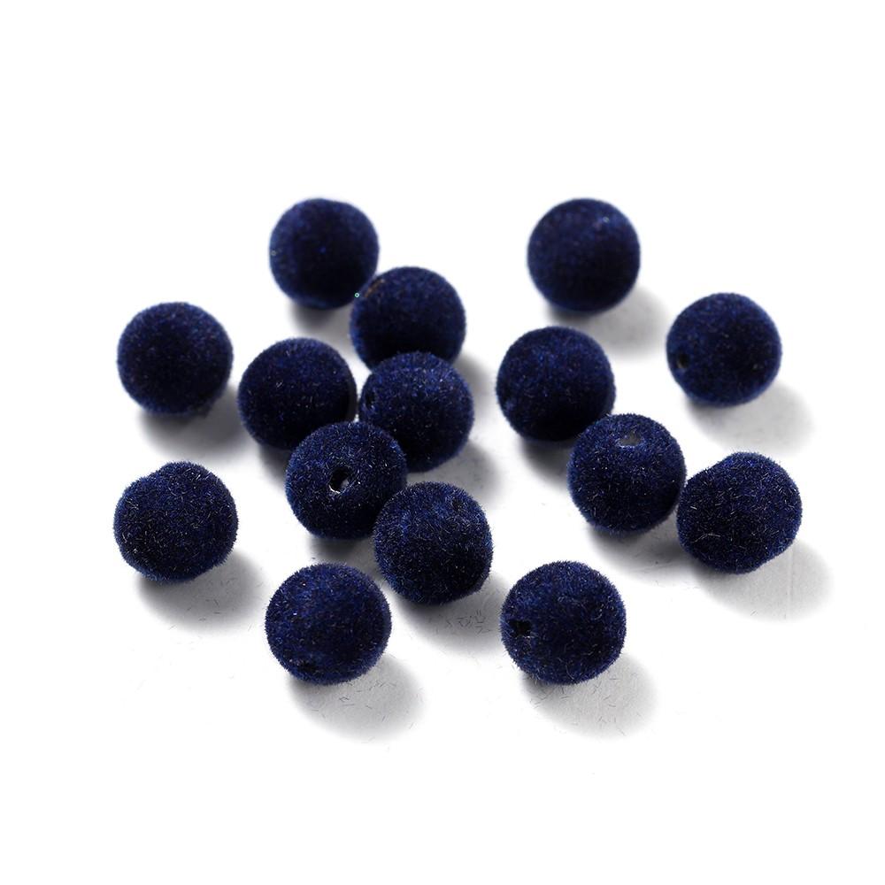 30 Pezzi 8/10mm Colorati Feltro Floccato Peluche Perline Acriliche Perline Distanziatrici Sfuse per Orecchini Braccialetti Fai da Te Accessori per la Creazione di Gioielli