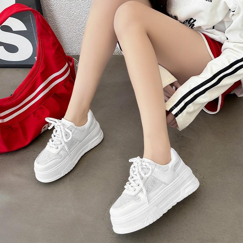 Mesh Breathable Little White Shoes Women's Summer Breathable Small Thick Soles Increase Height 6 Versatile Casual Board Shoes