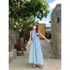 Blue Neck Sleeveless Dress Women's Summer Dopamine Wear High-end Seaside Vacation Beach Dress