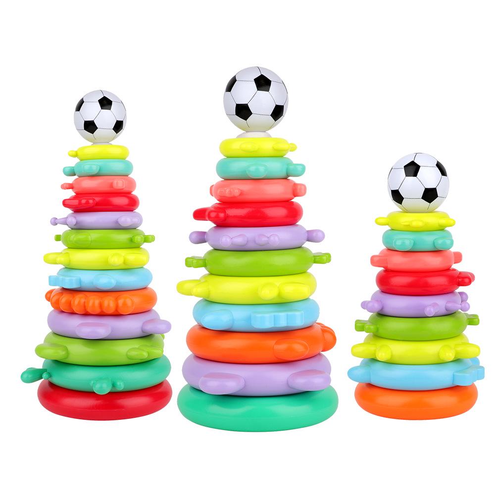 Rainbow Tower Ring Toss Educational Stacking Toy for Babies