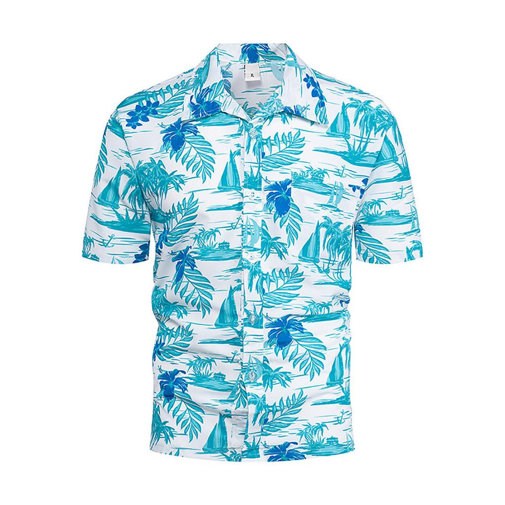 Camicie hawaiane floreali da uomo Camicie da spiaggia abbottonate a maniche corte