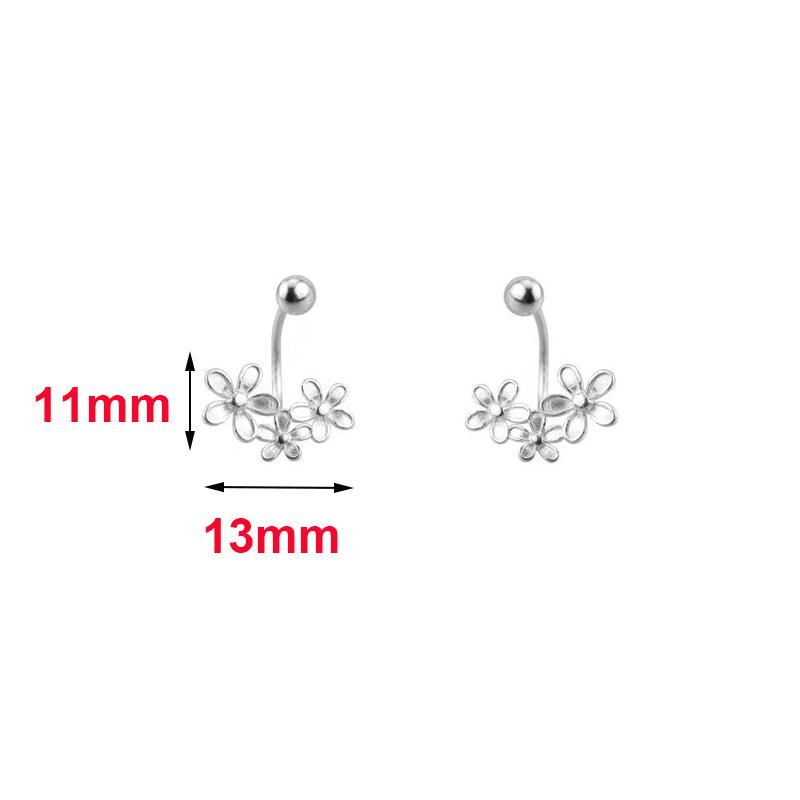 Real 925 Silver Flower Bead Screw Plant Stud Earrings For Women Classic Fine Jewelry Light Accessories