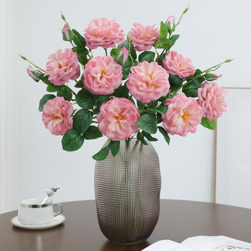 Artificial Rose Flower Fake Rose Flower Artificial Rose Bouquet with Green Leaves Realistic Long Stem Faux Flowers Wedding Party