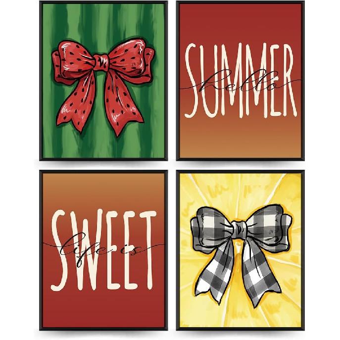 PLKMK Bee Wall Decor Set of 4,Bee Decor for Home,Bumble Bee Decor,Bee Home Decor,Summer Decor for Home,Bee Kind Wall Art,Yellow Decor,Bee Happy Sign