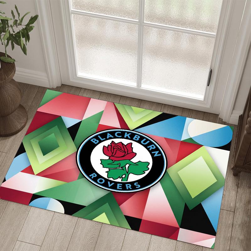 Blackburn Rovers Football Design Crystal Velvet Carpet Cozy Non?Slip Printed Rug For Bedroom Living Room Entrance