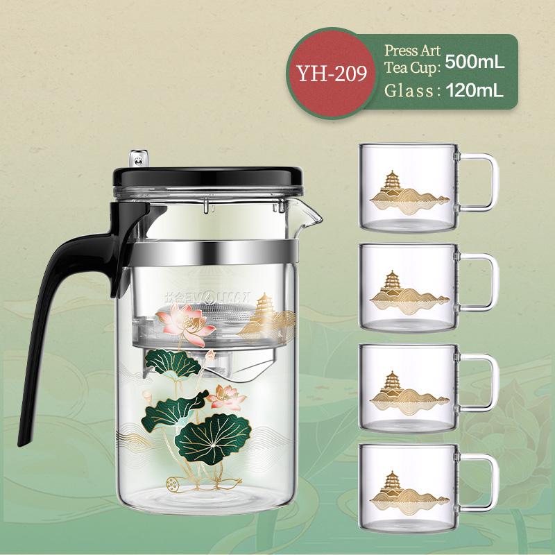 

Чайный набор KAMJOVE Infuser Summer Palace Co-branded Gift Set Однокнопочный фильтр для заваривания чая, пресс для чашки, заварочный чайник, стеклянный чайник YH-209