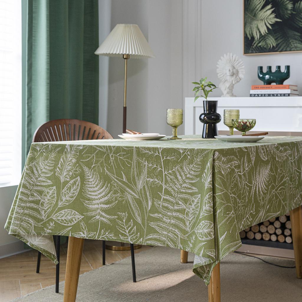 Tablecloth Green Leaf Sketch Dining Table Cloth American Fabric Rectangle