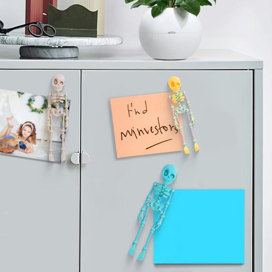 Yousheng Skull Fridge Magnets with Movable Joints Halloween Poseable Skeleton Fridge Magnet Quirky Gothic Refrigerator Stickers for Kitchen Office