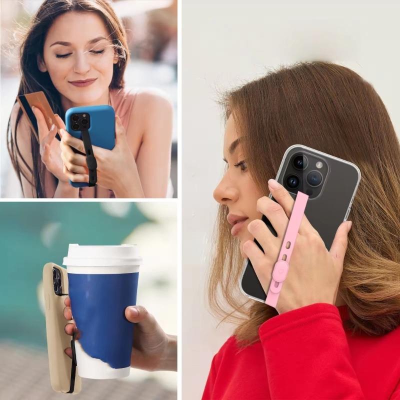 Adjustable Anti Lost Cellphone Case Wristband Portable Silicone Phone Grip Strap Elastic Hand Band Smartphone Accessory