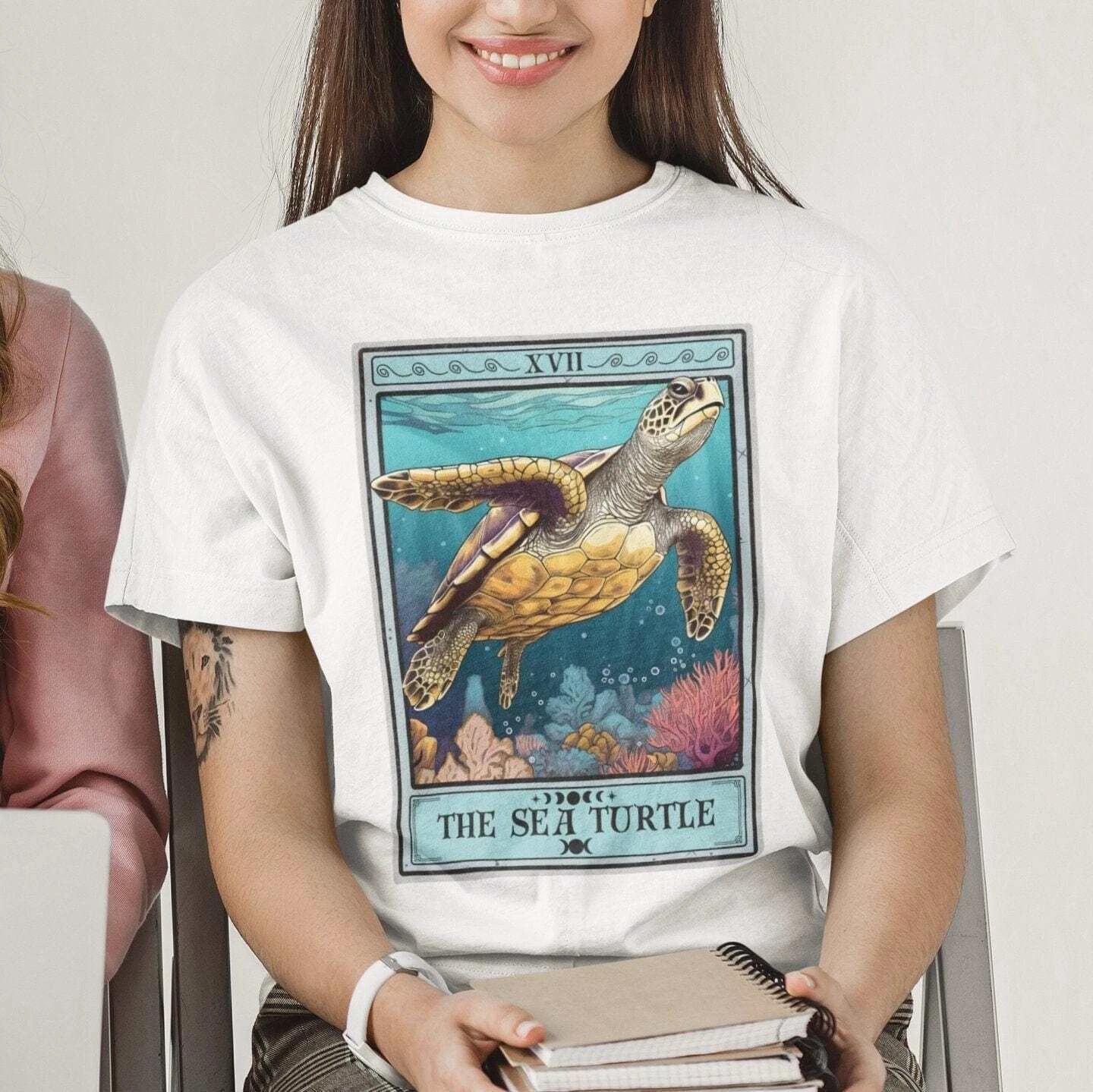 The Sea Turtle Tarot Card Shirt, Ocean Lover M