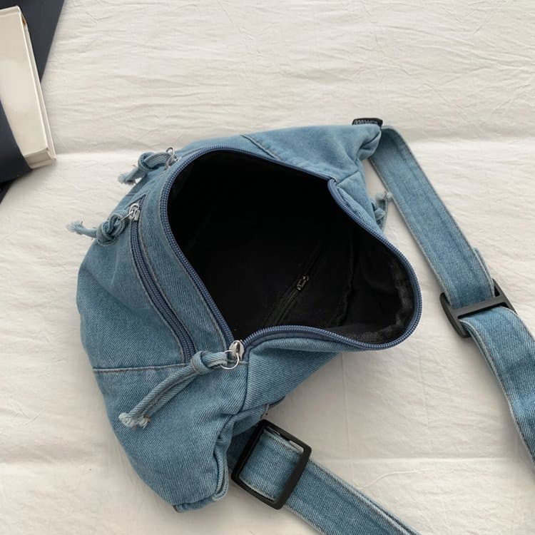 Borsa pettorale in denim lavato retrò americano
