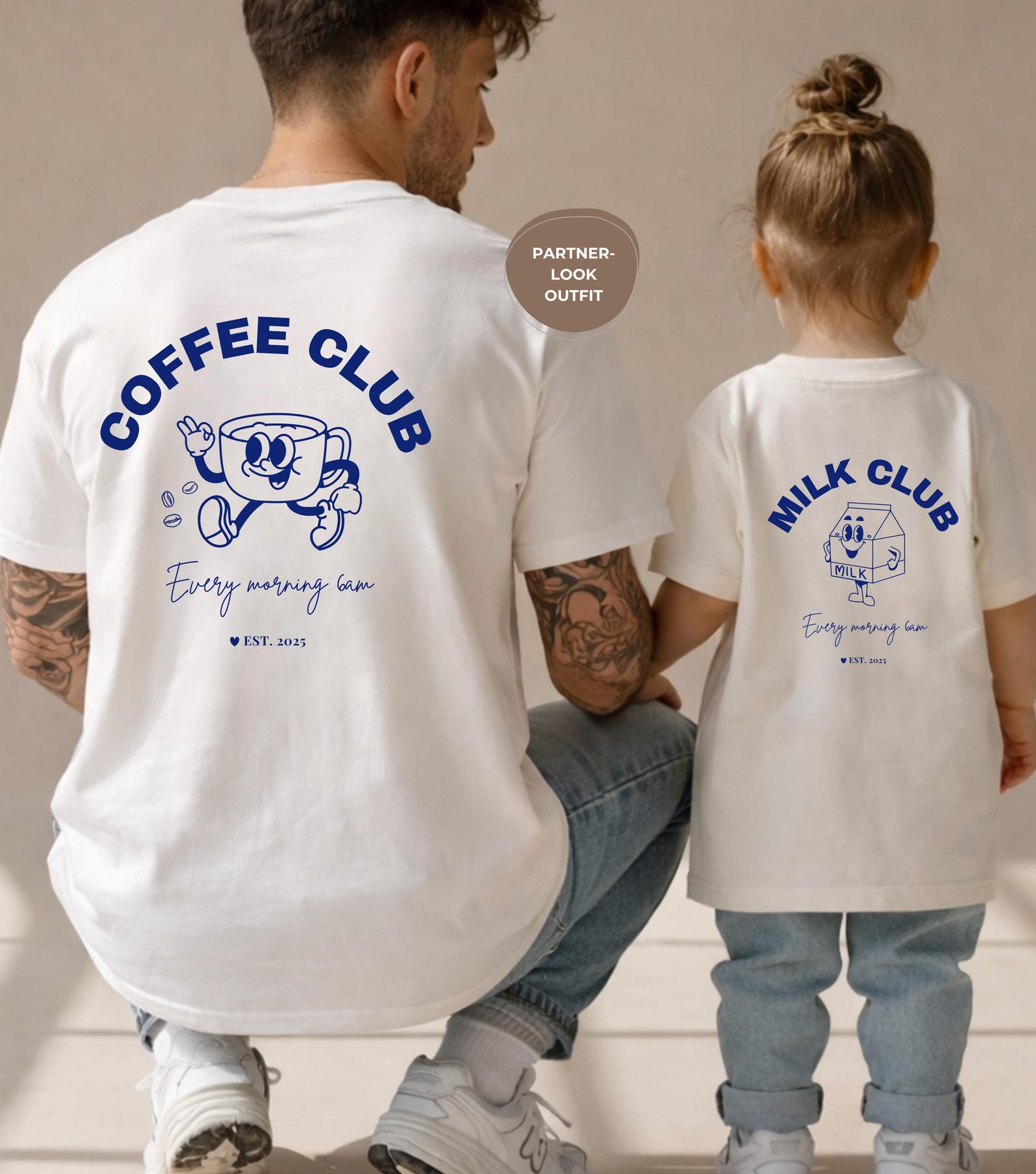 Personalized matching T-shirts - Matching Family Set - Gift for Dad - Coffee Club Shirt - Father and Child Set XL