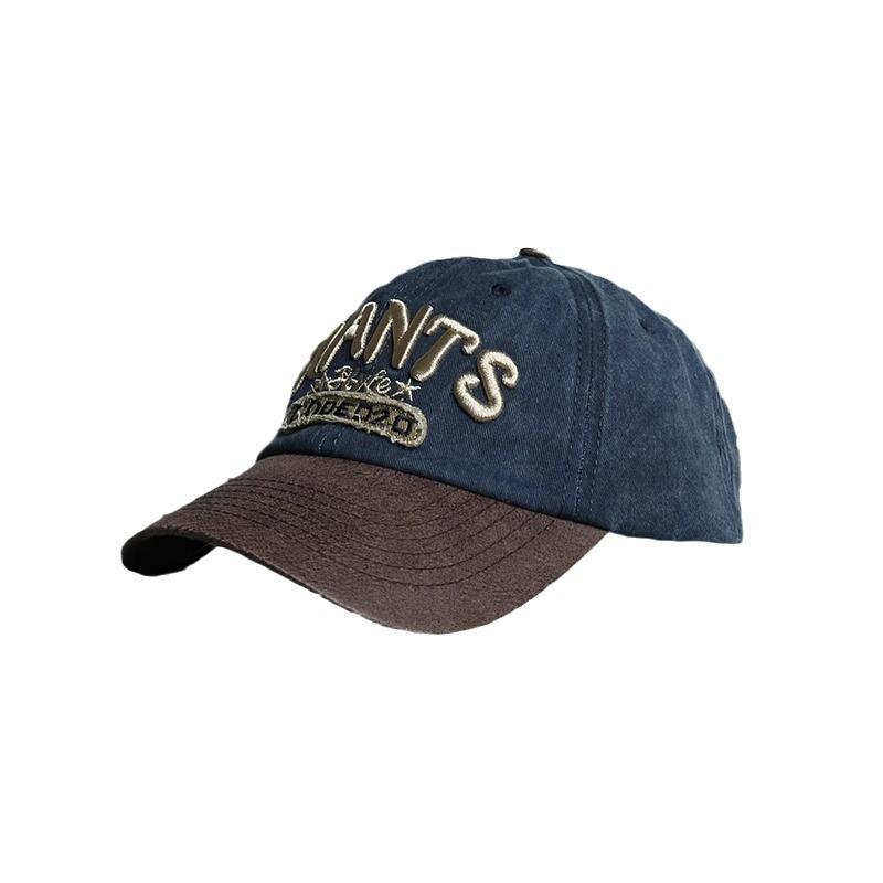 New American Retro Contrasting Color Men's and Women's Baseball Cap Spring and Summer Embroidered Baseball Cap Wide Brimmed Sun Hat Men's