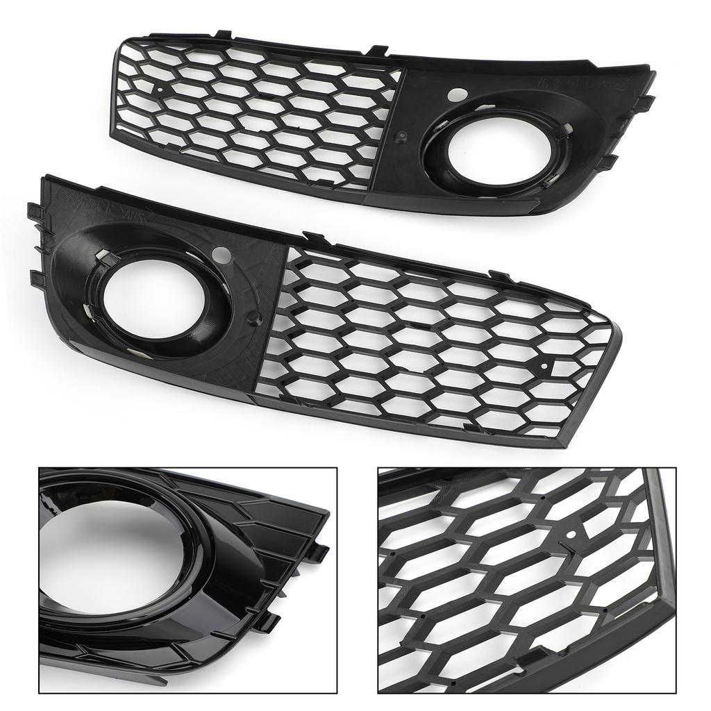 Pair Honeycomb Mesh Fog Light Open Vent Grill Intake For  A4 B8 2009-2012
