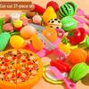 Kids' Pretend Play Kitchen Set: Vegetables, Pizza, and Fruit Cutting Fun