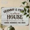 Vintage Grammy Papa House Metal Wall Art Grow Quote Sign Grandparents Gift