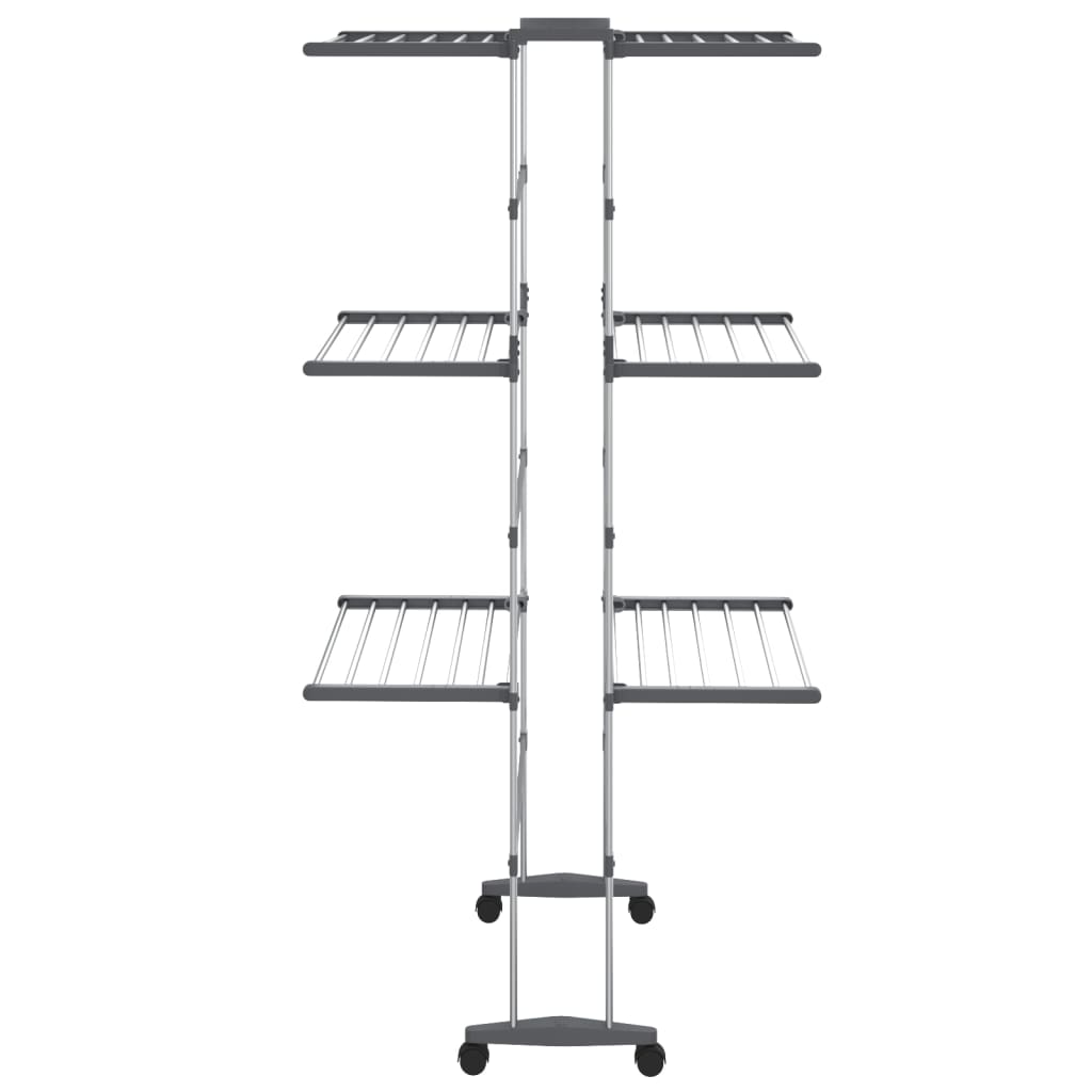 3 Tier Clothes Drying Rack with Wheels Silver 60 X 70 X 129 Cm