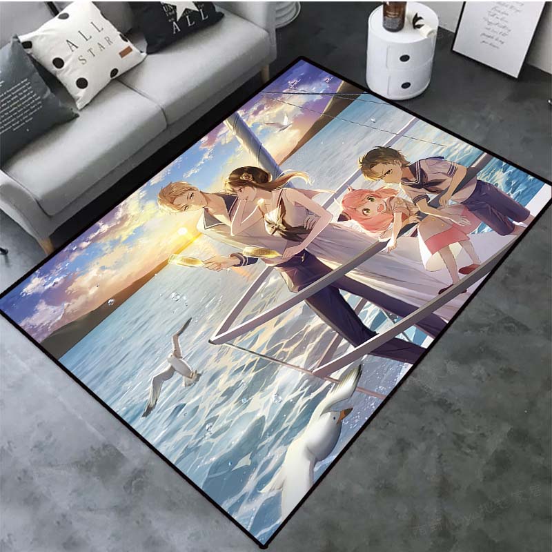Cute Kawaii S-SPY-X-FAMILY NonSlip Area Rug for Living Room,Bedroom,Playroom,Kitchen,Door Floor Mat Home Decor Rug Gift Alfombra