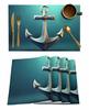Nautisch Placematten Set, Anker Tafelmatten Wasbaar Zomer Kust Print Placemat voor Vakantie Banket Eetkamer Keukentafel Decor