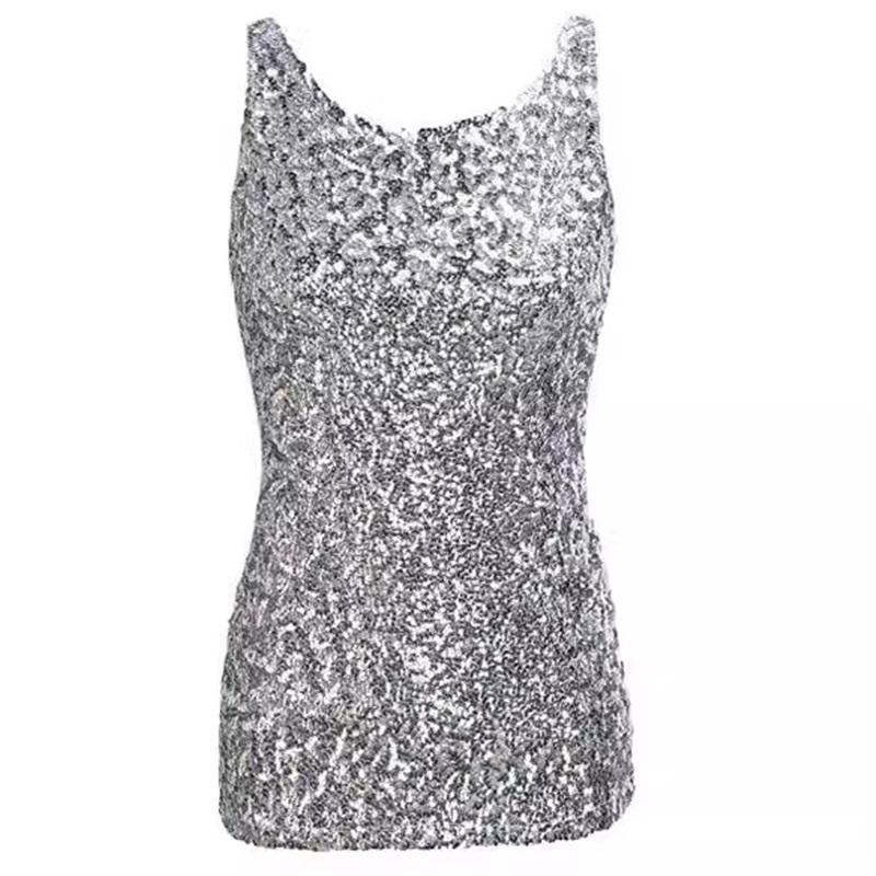European And American Women's Shiny Sequin-Embellished Shimmering Vest