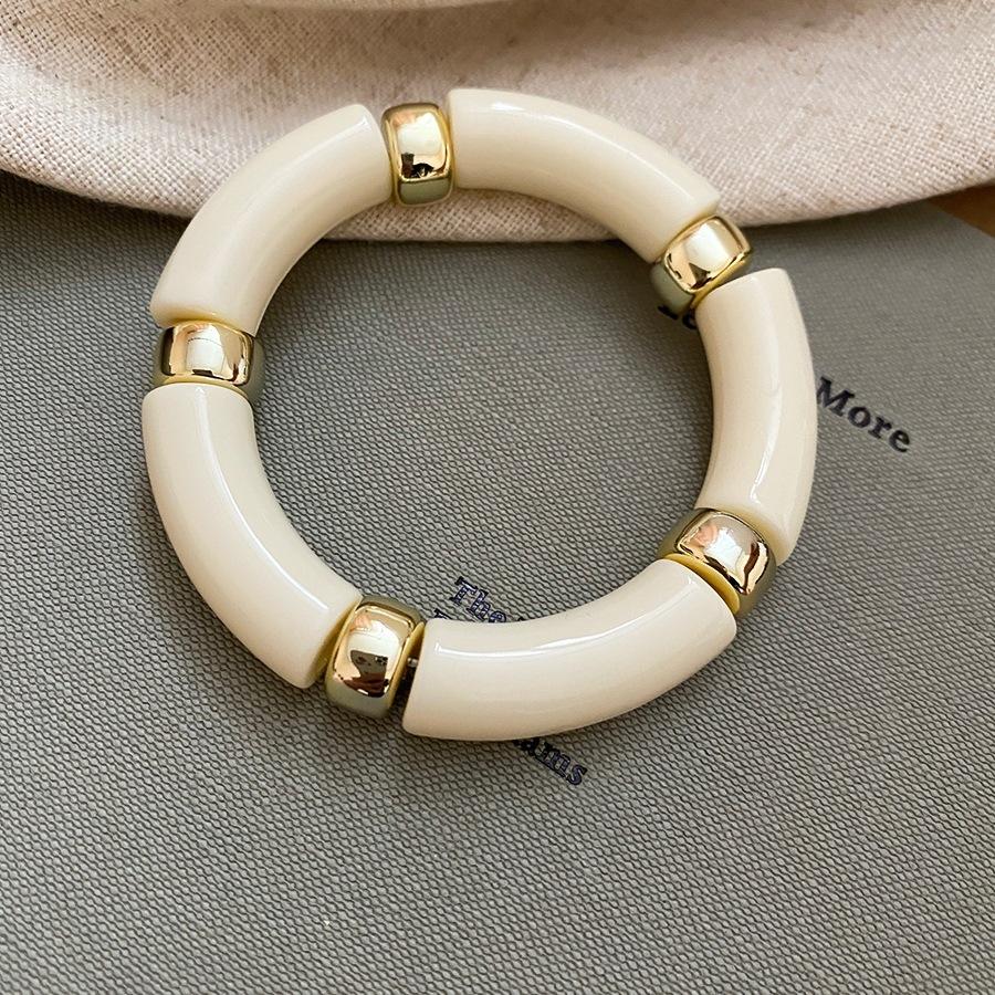 European and American Irregular Geometric Printing Diamond-encrusted Resin Bracelet Light Luxury High-end Bracelet Exaggerated Temperament Jewelry