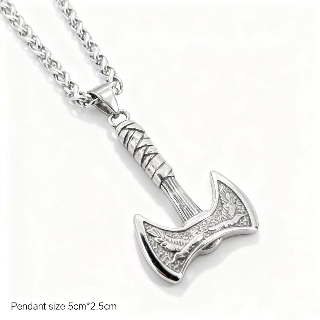 HNSP 316L Stainless Steel Viking Pendant Spear Necklace For Men Punk Style  Accessory
