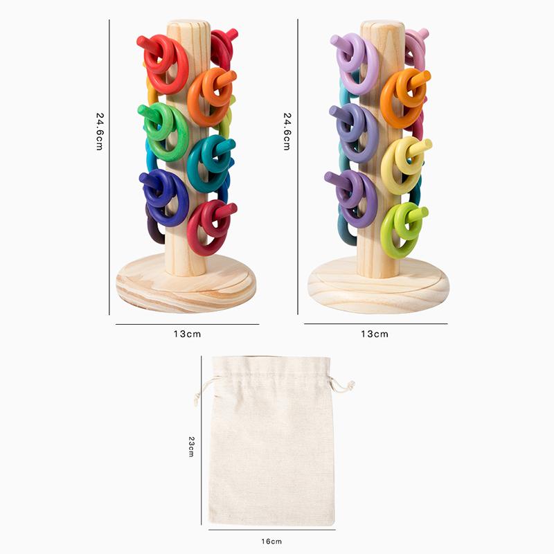 Infant And Toddler Educational Toy Colorful Sorting Rainbow Tree Macaron-Shaped Shape Recognition Wooden Toy For Home Decoration