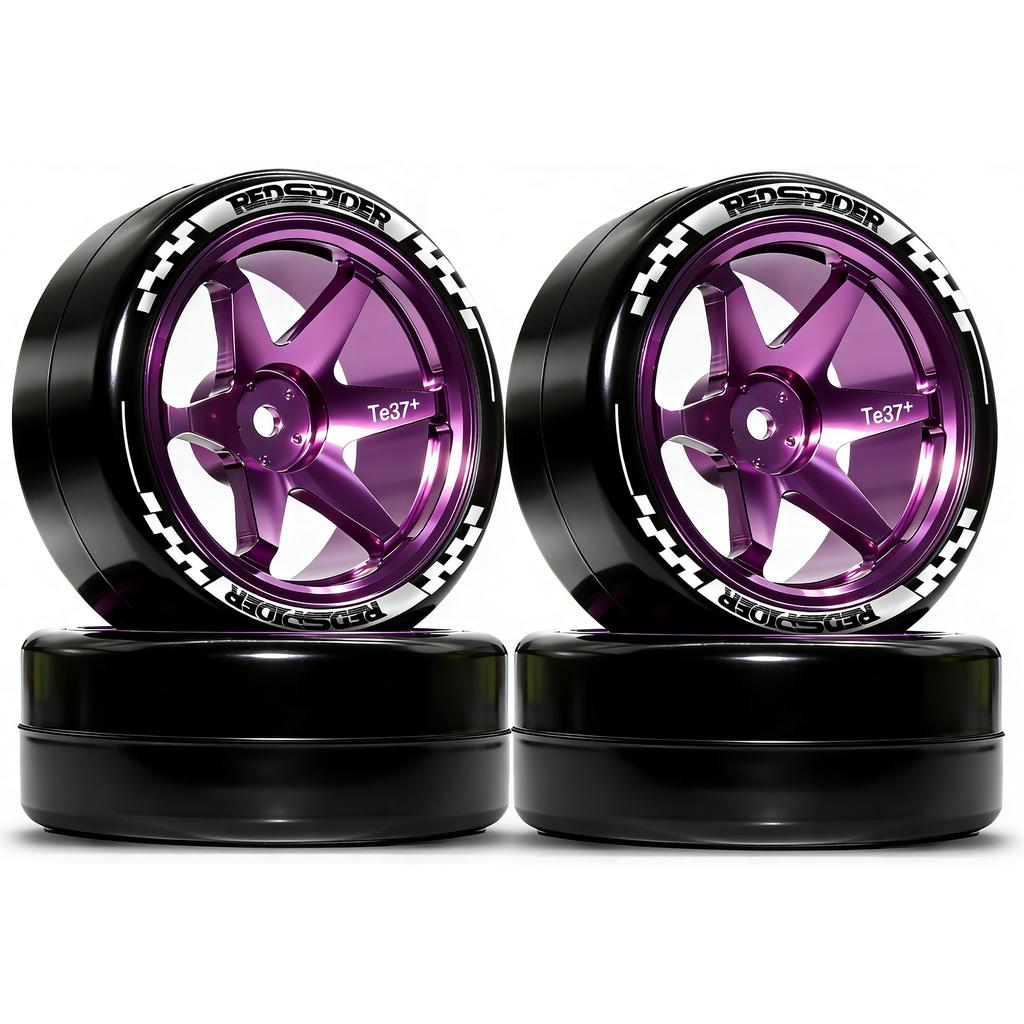 1/10 RC Drift Tires and Aluminum Wheels 4pcs 12mm Hex for Tamiya Traxxas HPI KYOSHO XV02 XV01 TT01 TT02 PTG2 A959