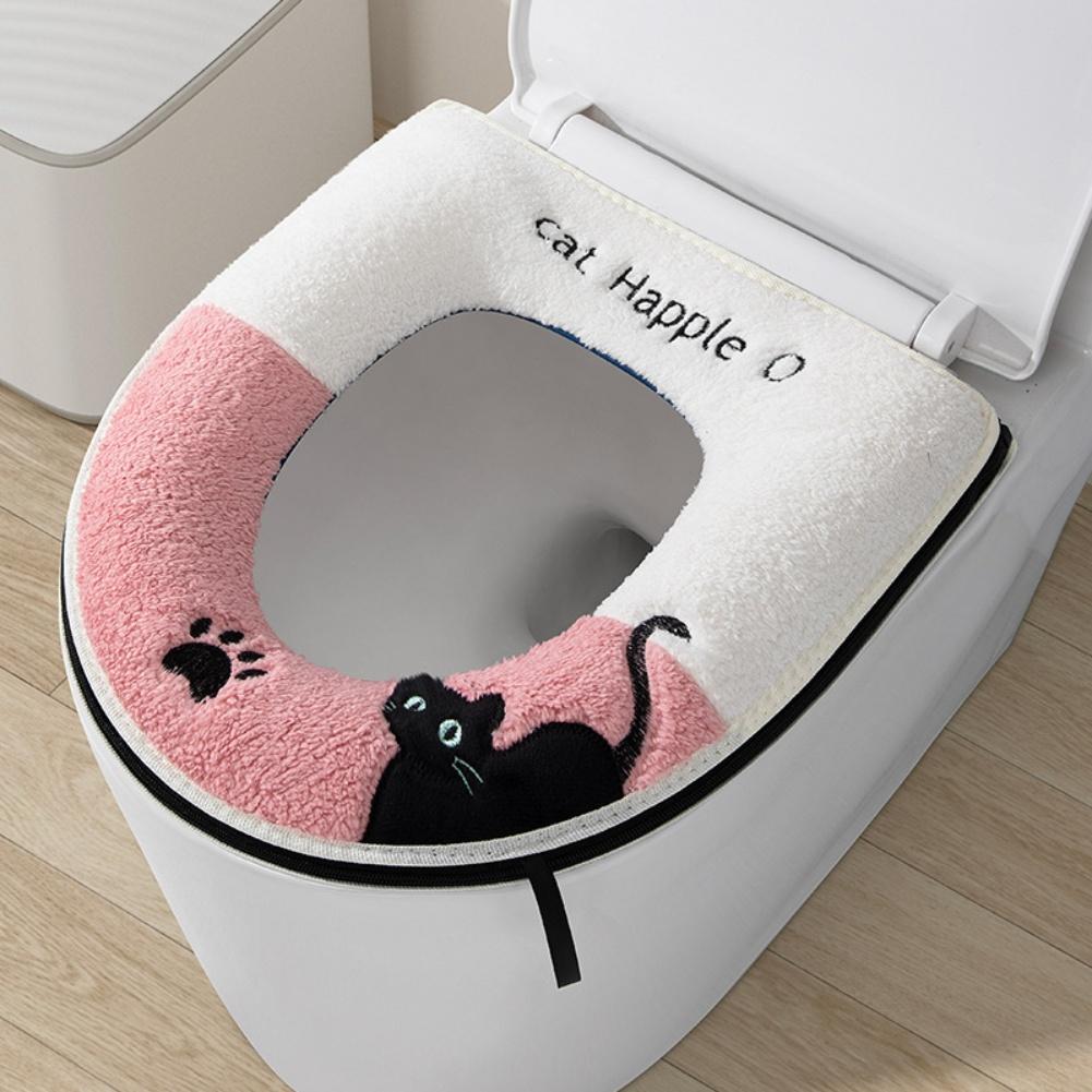 Soft Plush Fabric U-shaped Toilet Seat Toilet Seat Cover Zipper Installation
