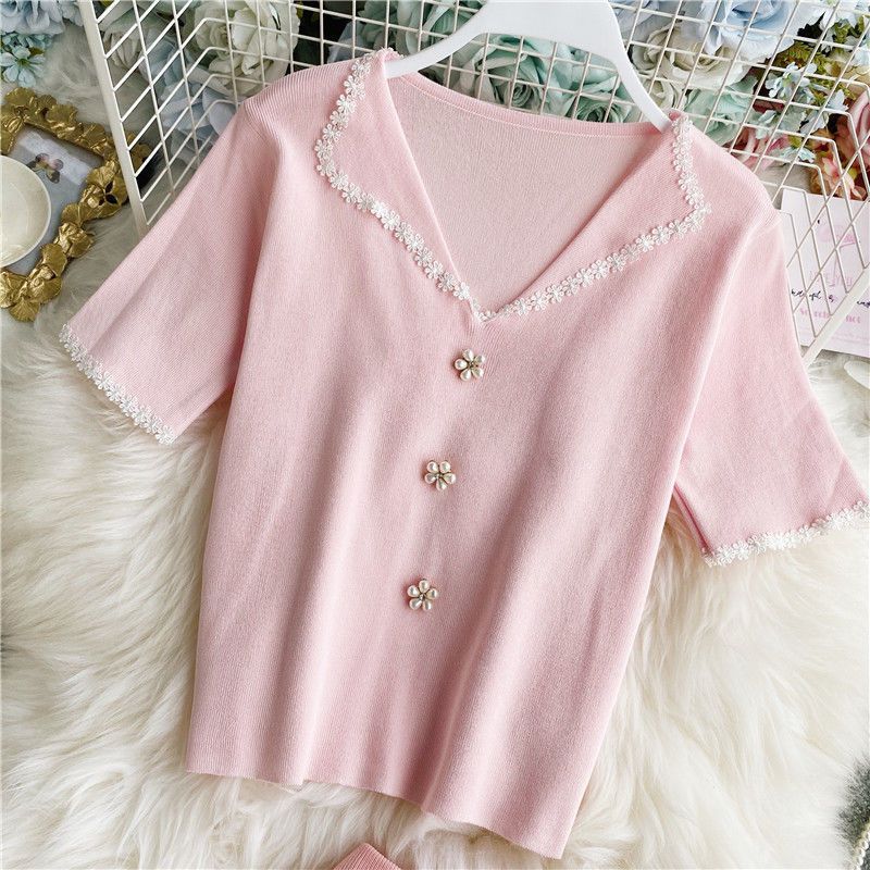 Damen T-Shirts Solide Polokragen Mode Weibliche T-Shirts Lady Casual T-Shirts Street Wear Mädchen T-Shirts